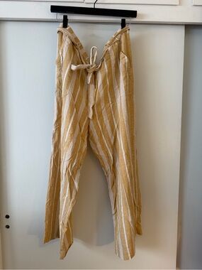 Marine Layer Striped Tie-Waist Pants - Mustard & White